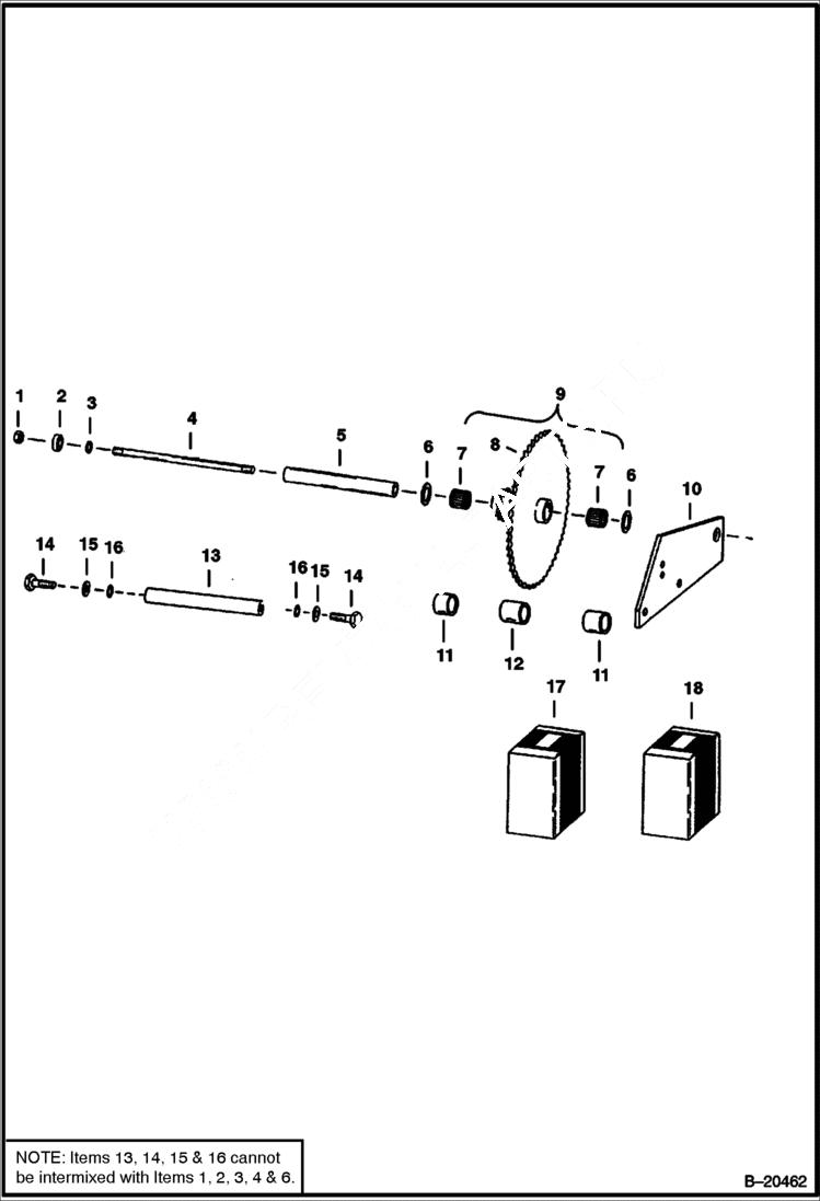 Схема запчастей Bobcat 300s - LOWER JACKSHAFT (Right Side Illustrated) DRIVE TRAIN