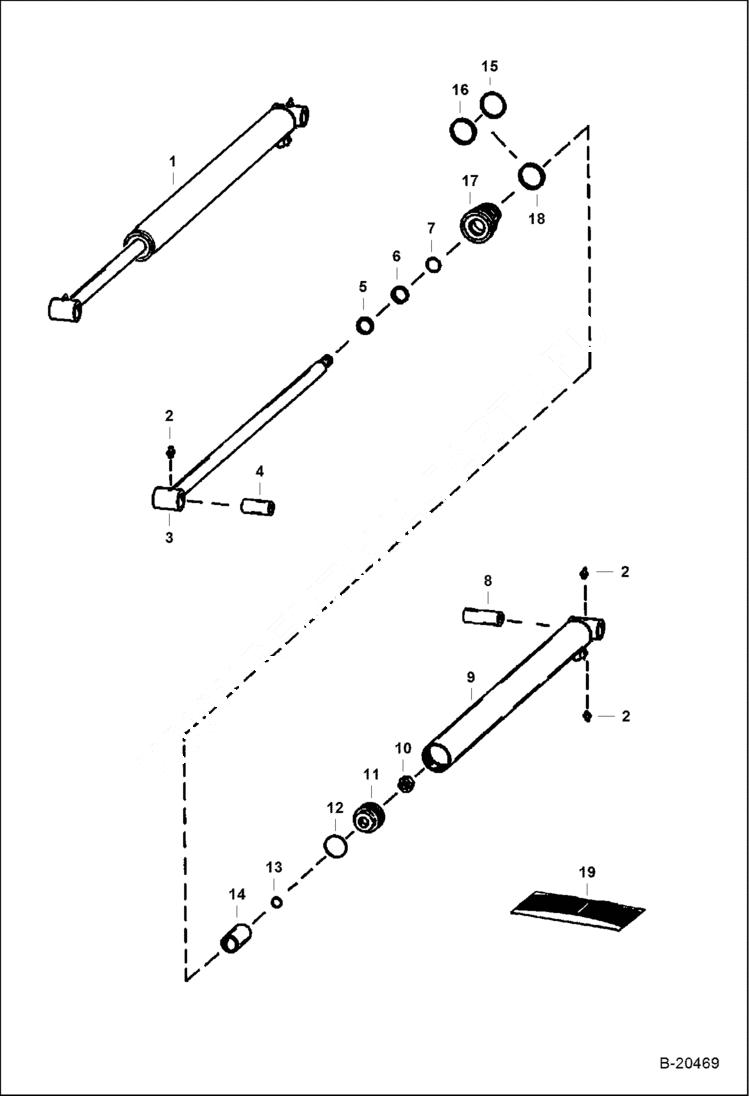 Схема запчастей Bobcat 300s - LIFT CYLINDER W/Weld on Tube HYDRAULIC SYSTEM