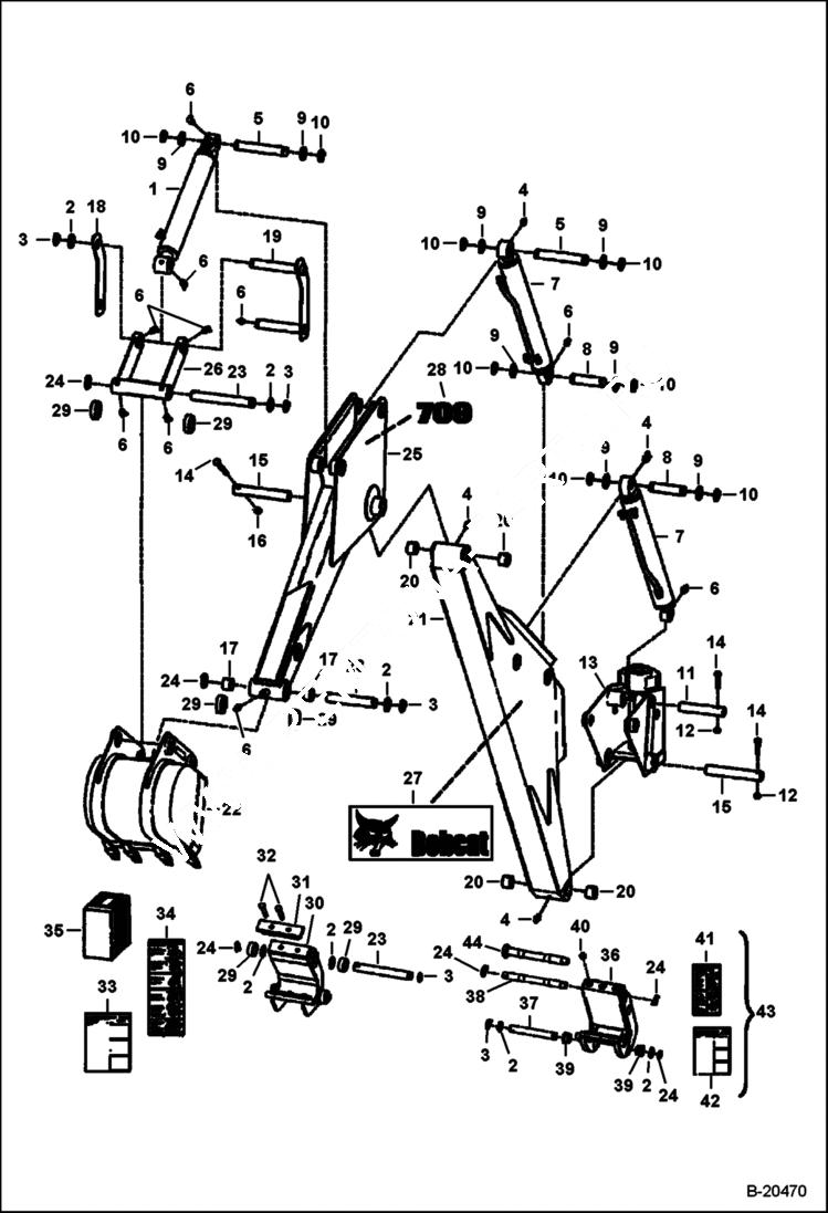 Схема запчастей Bobcat BACKHOE - BACKHOE (Boom & Dipperstick) (709 2700 & A54M) (709FDS 5841 & A5F3) 709 BACKHOE