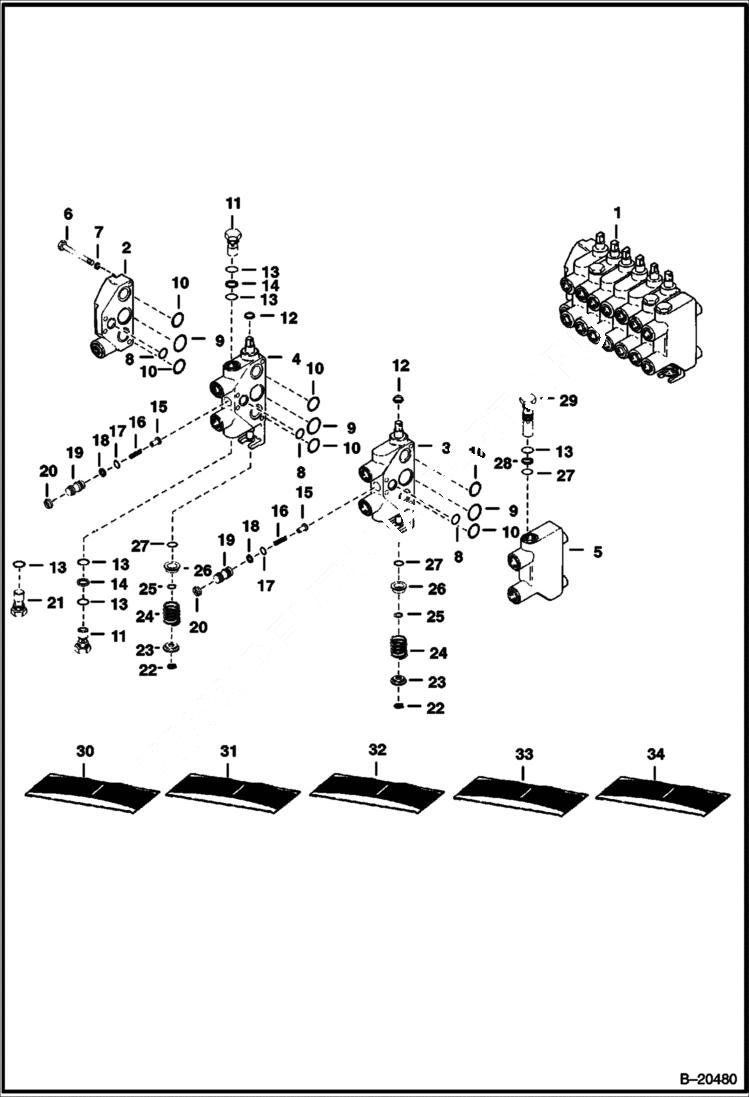 Схема запчастей Bobcat BACKHOE - BACKHOE (Valve) (Cessna) (908A) 908A/908B BACKHOE