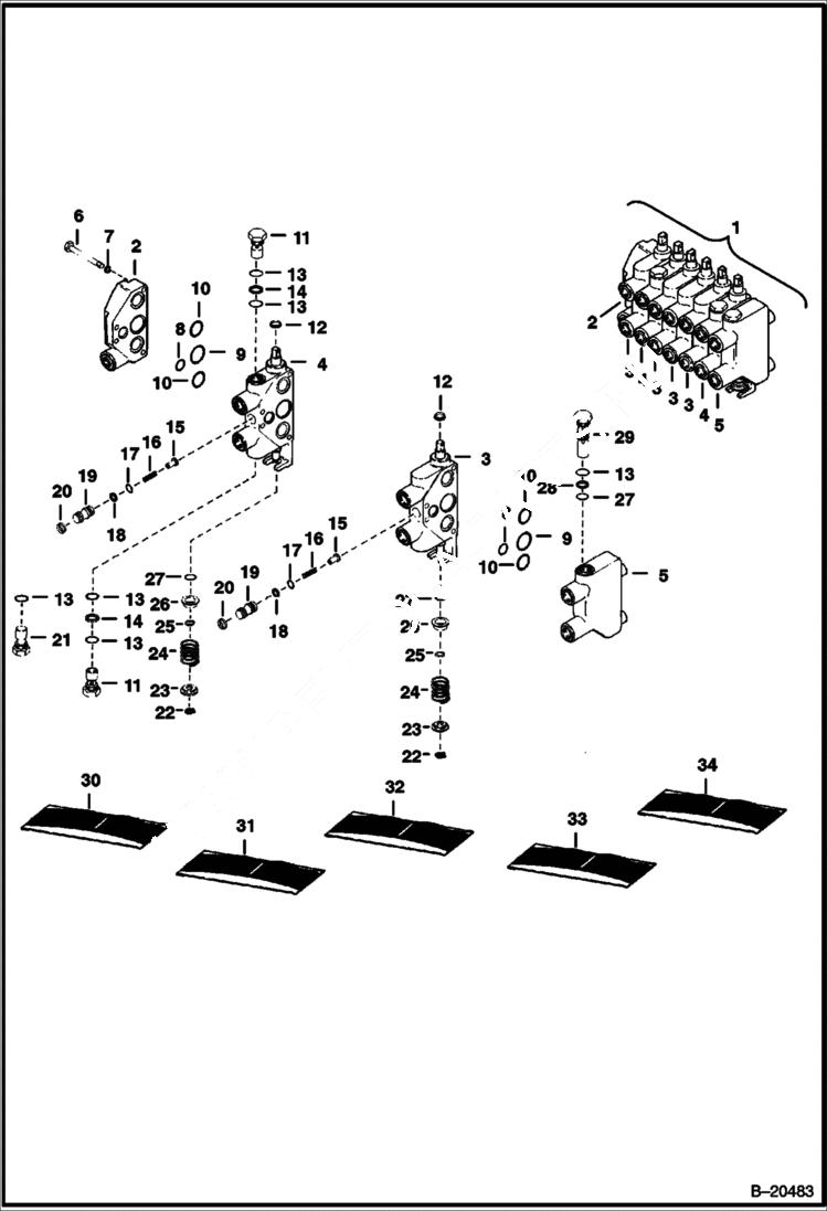 Схема запчастей Bobcat BACKHOE - BACKHOE (Valve) (Cessna) (908B) 908A/908B BACKHOE