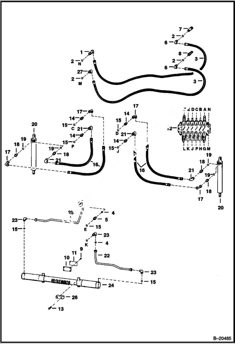 Схема запчастей Bobcat BACKHOE - BACKHOE (Main Frame Hydraulics With Husco Valve) (909 113802037 & Above) 909 BACKHOE