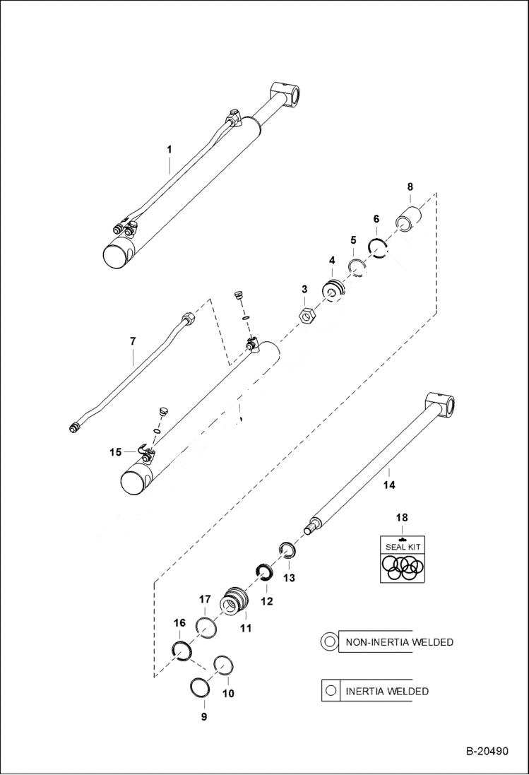 Схема запчастей Bobcat 300s - LIFT CYLINDER W/Replacement Tube HYDRAULIC SYSTEM