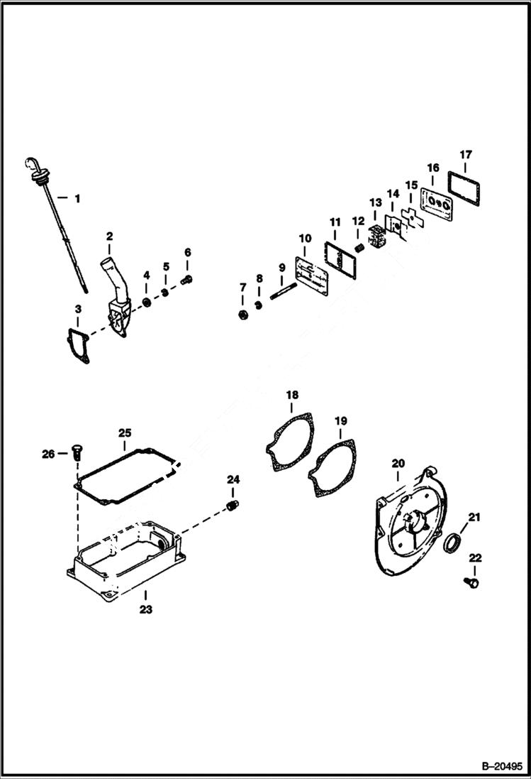 Схема запчастей Bobcat 300s - GEAR COVER & OIL BASE GROUP POWER UNIT