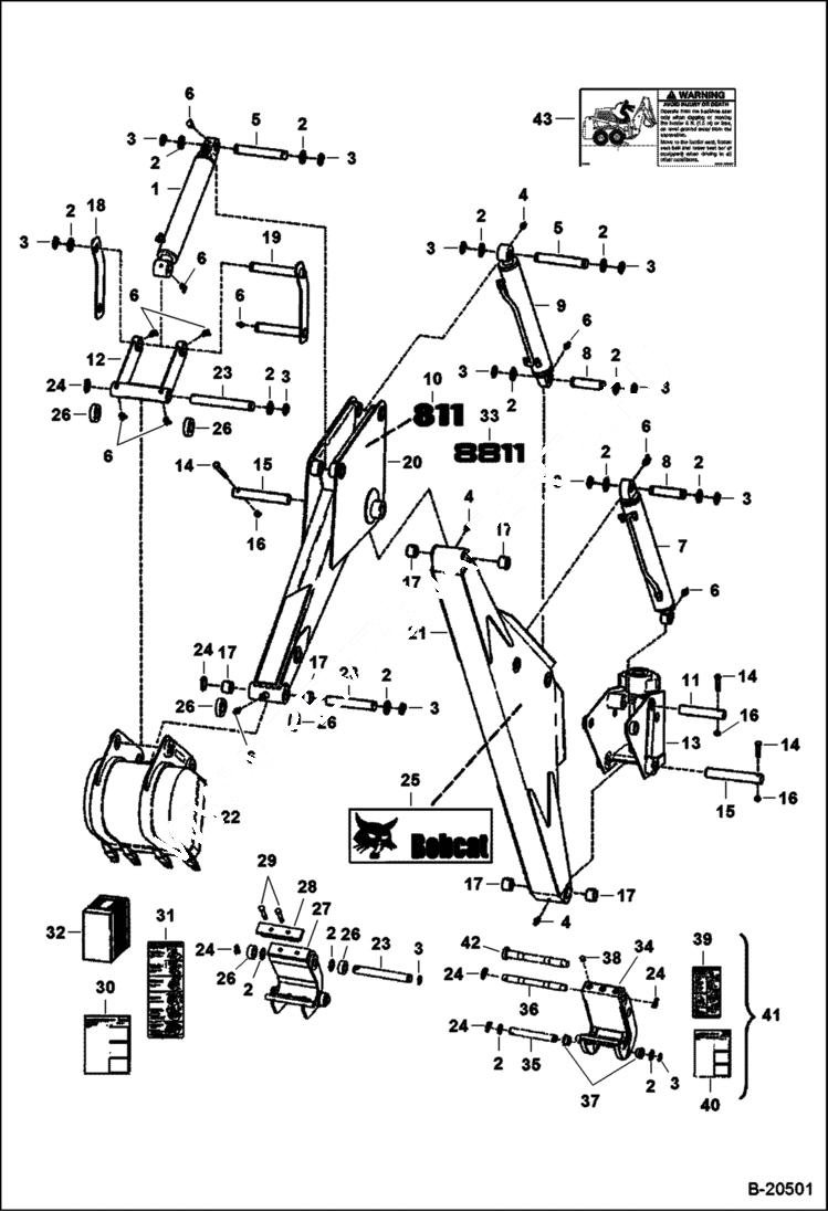 Схема запчастей Bobcat BACKHOE - BACKHOE (Boom & Dipperstick) (811 6300) (8811 6301, A558 & B393) 811/8811 BACKHOE