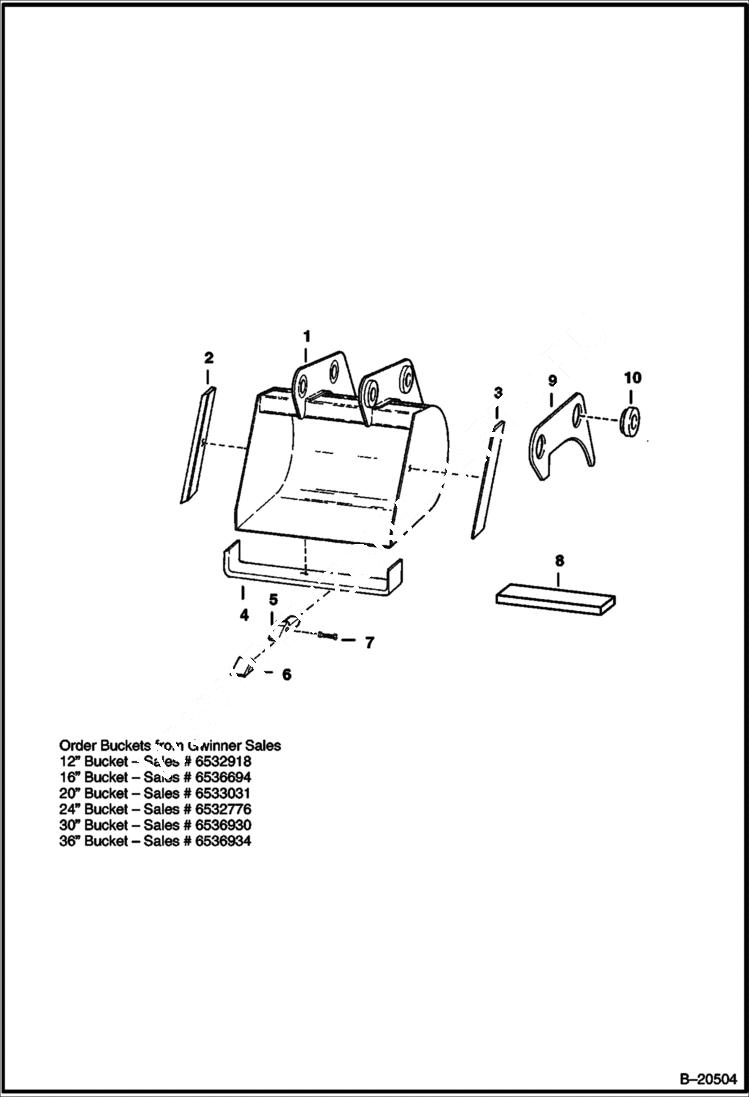 Схема запчастей Bobcat BACKHOE - BACKHOE (Buckets) (811) (8811) 811/8811 BACKHOE