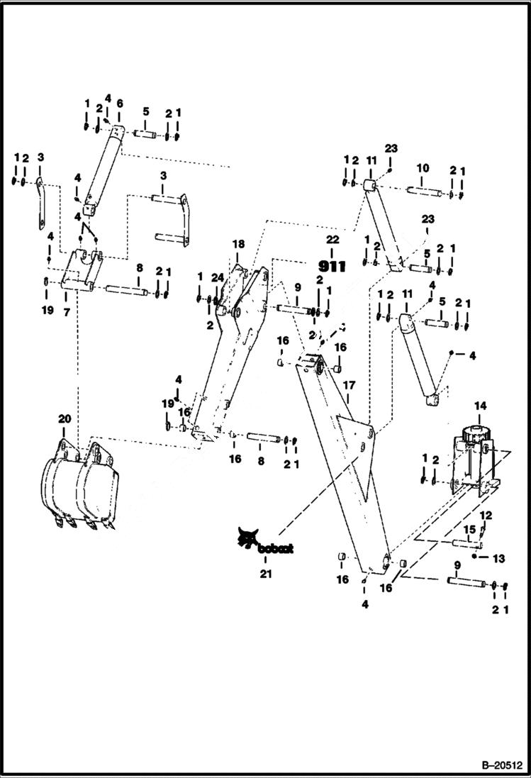 Схема запчастей Bobcat BACKHOE - BACKHOE (Boom & Dipperstick) (911) 911 BACKHOE