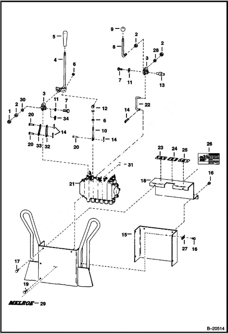 Схема запчастей Bobcat BACKHOE - BACKHOE (Control Levers With Husco Valve) (911) 911 BACKHOE