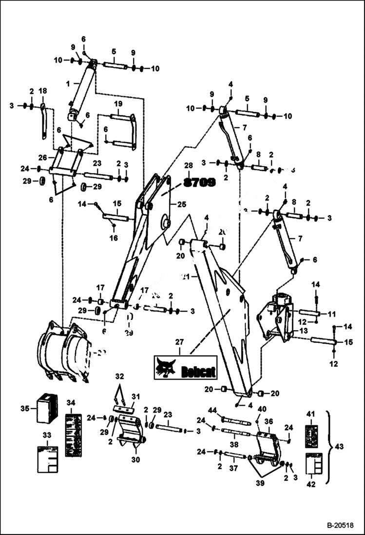 Схема запчастей Bobcat BACKHOE - BACKHOE (Boom & Dipperstick) (8709) (873 Only) 8709 BACKHOE