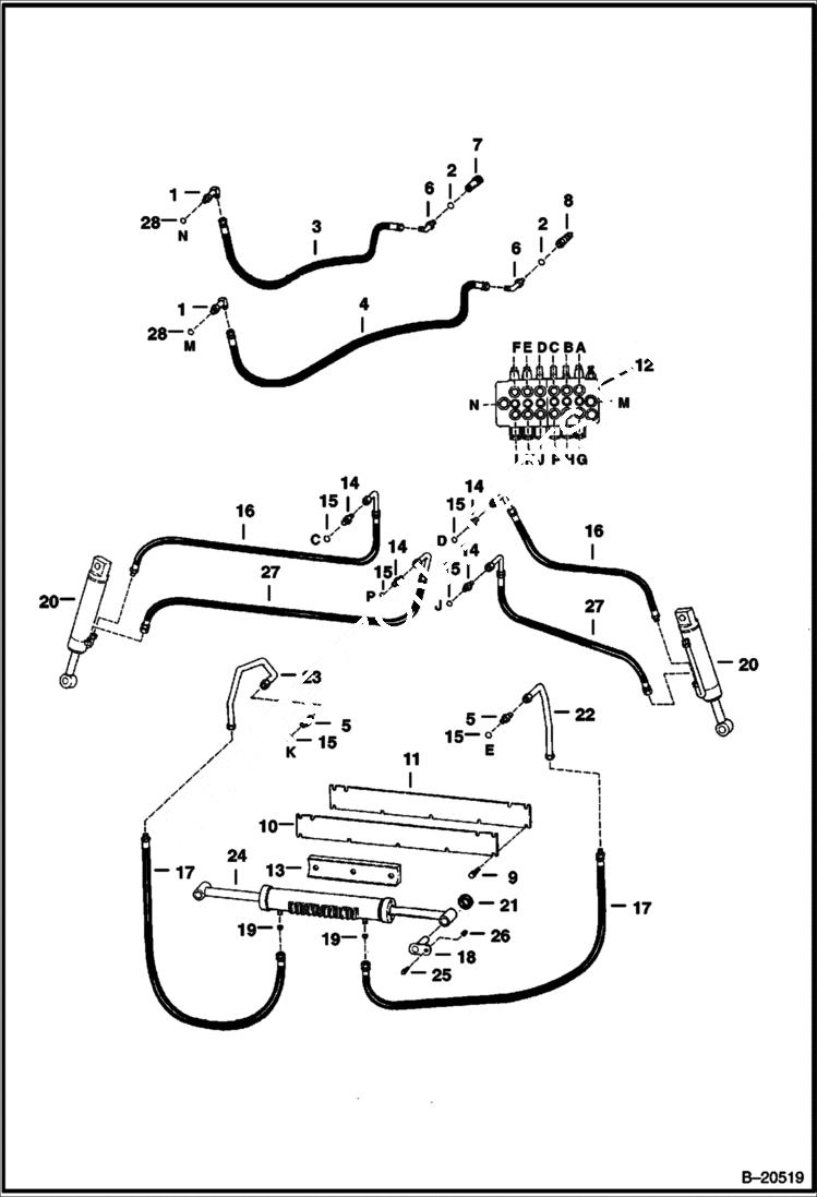 Схема запчастей Bobcat BACKHOE - BACKHOE (Main Frame Hydraulics) (8709) (873 Only) 8709 BACKHOE