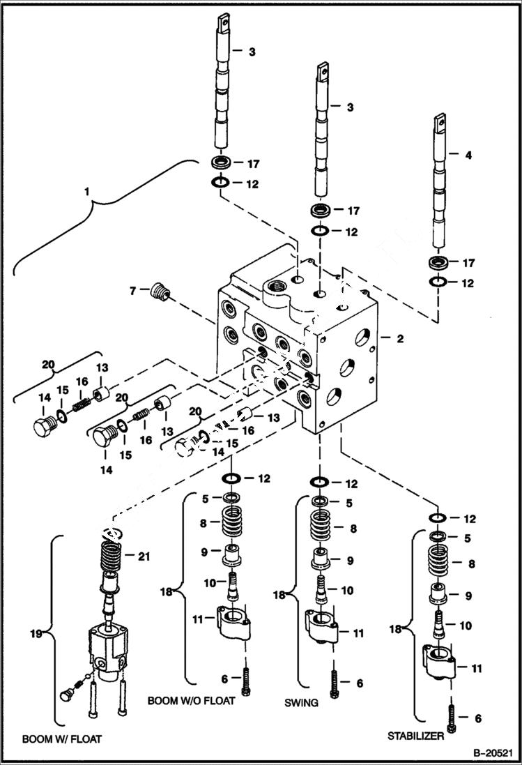 Схема запчастей Bobcat BACKHOE - BACKHOE (Valve Section) (8709) (873 Only) 8709 BACKHOE