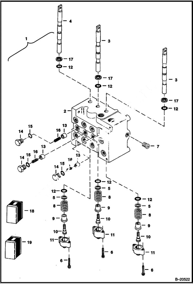 Схема запчастей Bobcat BACKHOE - BACKHOE (Valve Section) (8709) (873 Only) 8709 BACKHOE