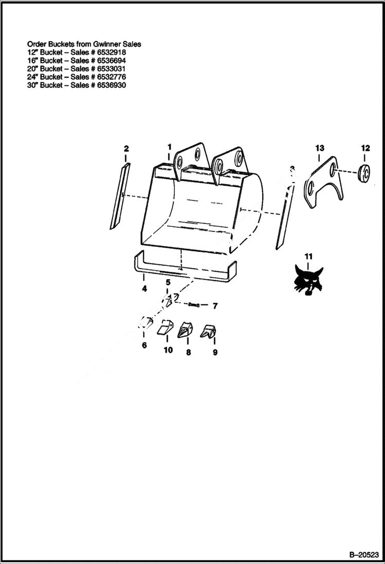 Схема запчастей Bobcat BACKHOE - BACKHOE (Buckets) (8709) (873 Only) 8709 BACKHOE