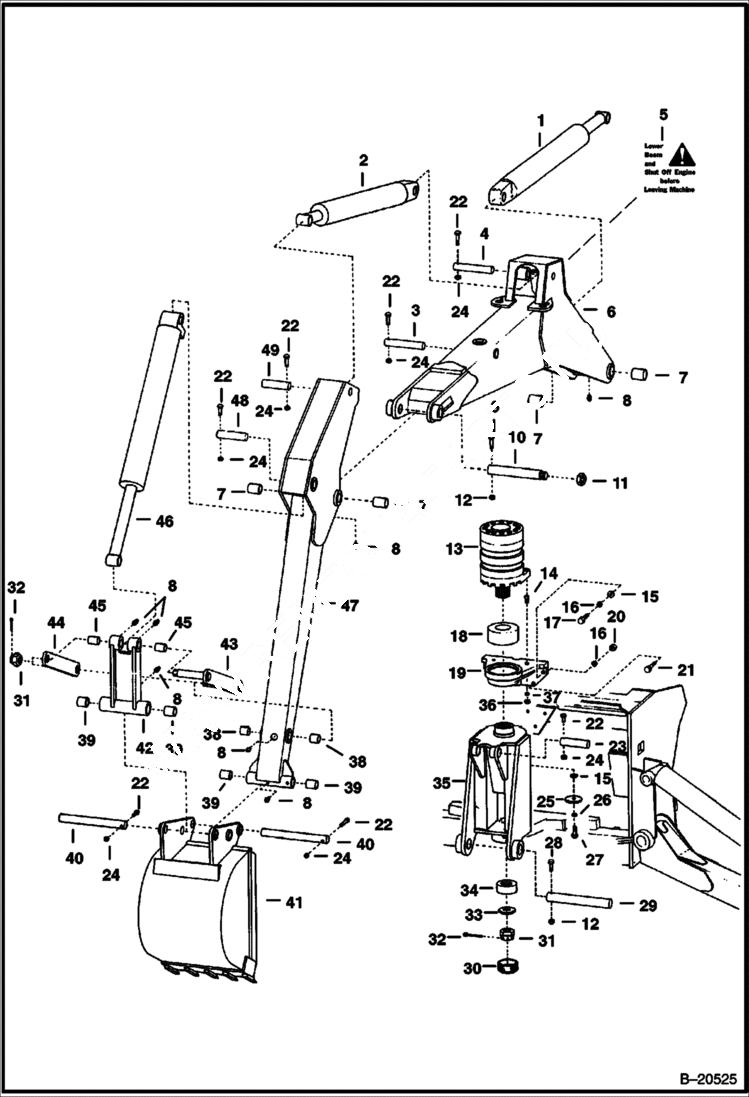 Схема запчастей Bobcat BACKHOE - BACKHOE (Boom, Dipperstick & Swing Frame) (914 - New Style) 914/914A BACKHOE