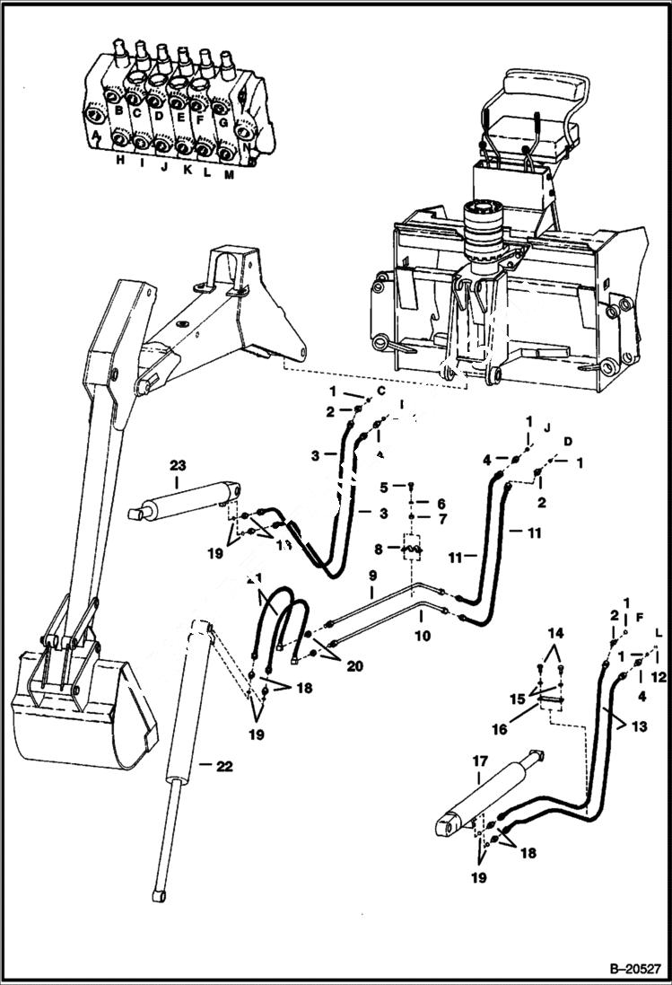 Схема запчастей Bobcat BACKHOE - BACKHOE (Boom Hydraulic Circuitry) (914 - New Style) 914/914A BACKHOE