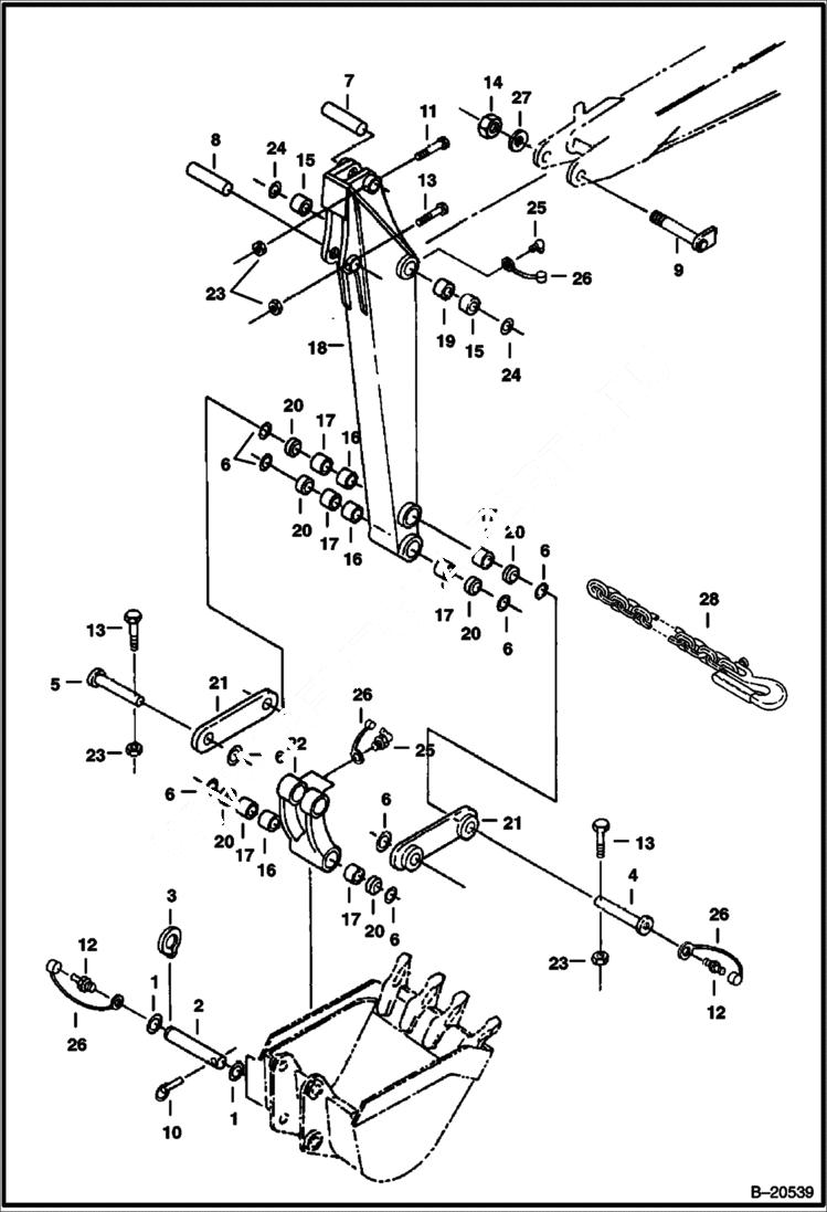 Схема запчастей Bobcat 331 - ARM & BUCKET LINK WORK EQUIPMENT