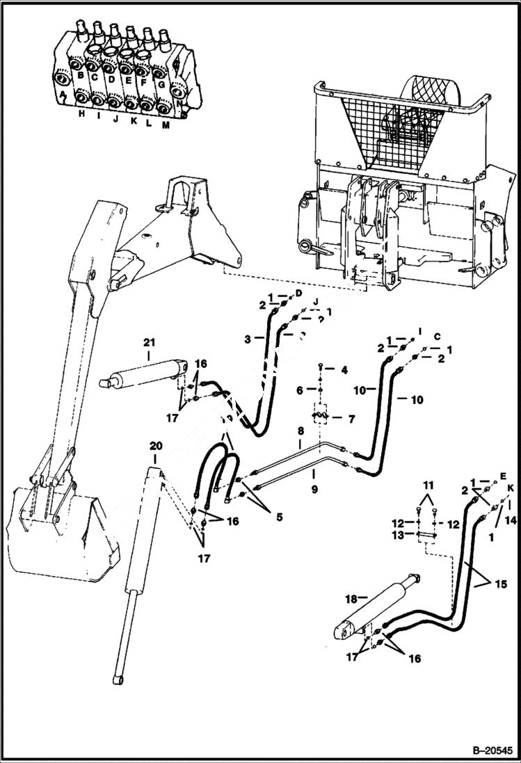 Схема запчастей Bobcat BACKHOE - BACKHOE (Boom Hydraulic Circuitry) (914A) 914/914A BACKHOE