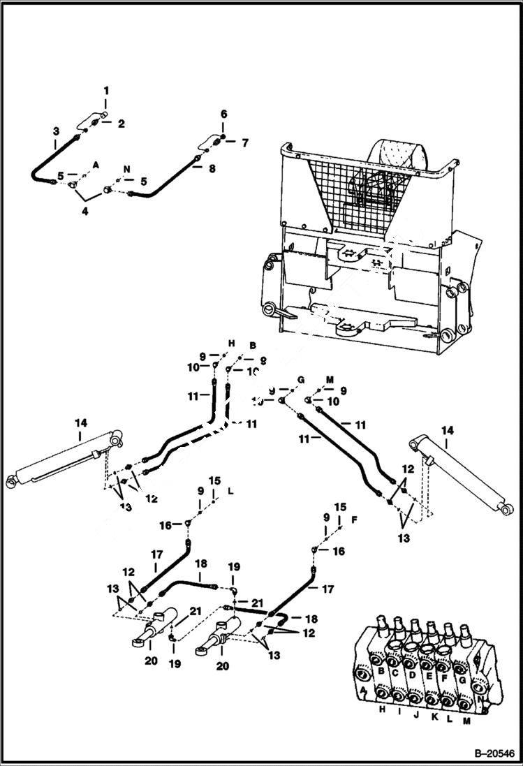 Схема запчастей Bobcat BACKHOE - BACKHOE (Stabilizer Hydraulic Circuitry) (914A) 914/914A BACKHOE