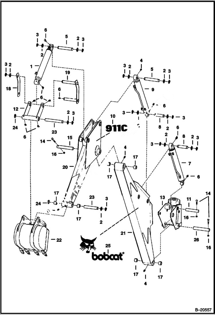 Схема запчастей Bobcat BACKHOE - BACKHOE (Boom & Dipperstick) (911C) 911C BACKHOE