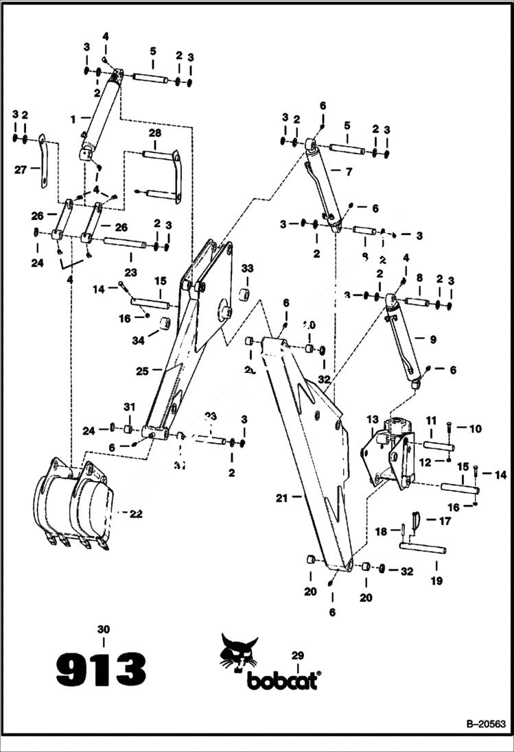 Схема запчастей Bobcat BACKHOE - BACKHOE (Boom & Dipperstick) (913) 913 BACKHOE