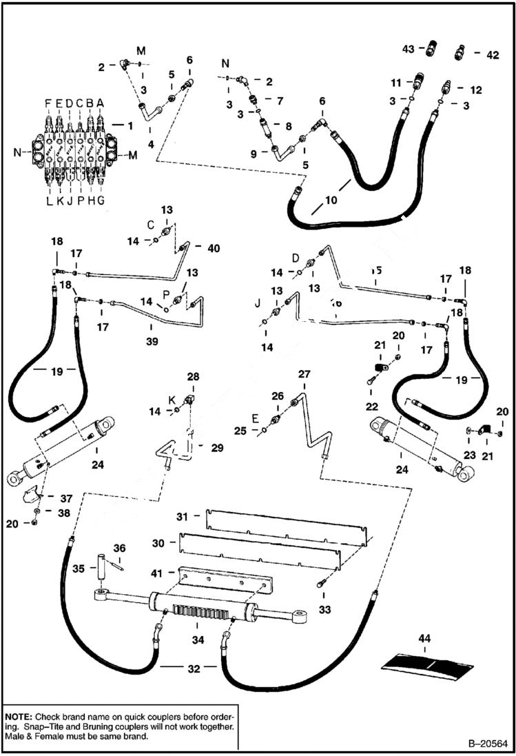 Схема запчастей Bobcat BACKHOE - BACKHOE (Main Frame Hydraulics With Husco Valve) (913 370001111 - 01135) 913 BACKHOE