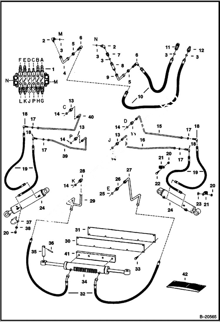 Схема запчастей Bobcat BACKHOE - BACKHOE (Main Frame Hydraulics With Gresen Valve) (913 370001136 & Above) 913 BACKHOE