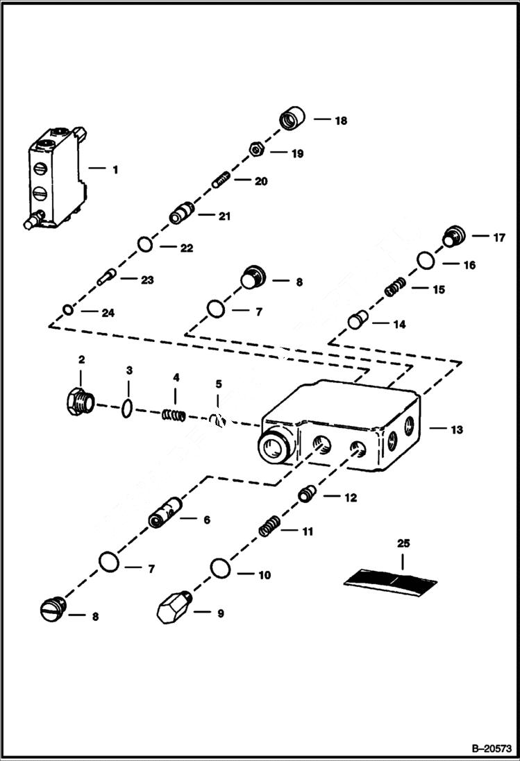 Схема запчастей Bobcat Articulated Loaders - BUCKET POSITION VALVE (S/N 12027 & Above) HYDRAULIC SYSTEM