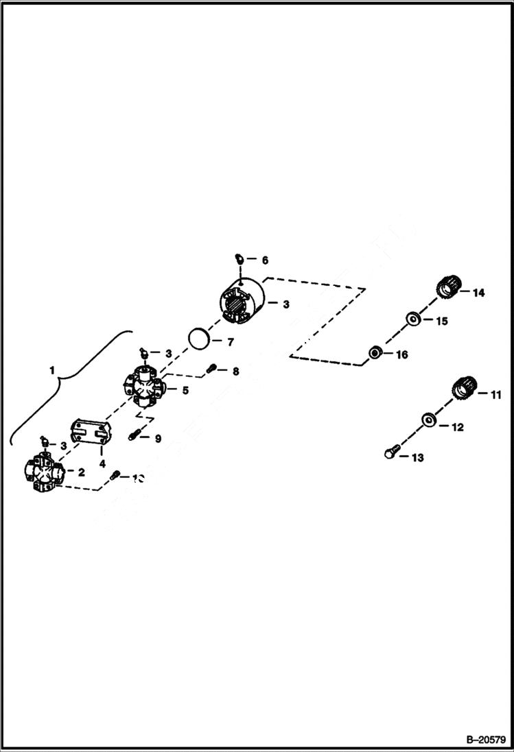Схема запчастей Bobcat Articulated Loaders - UNIVERSAL JOINT POWER UNIT