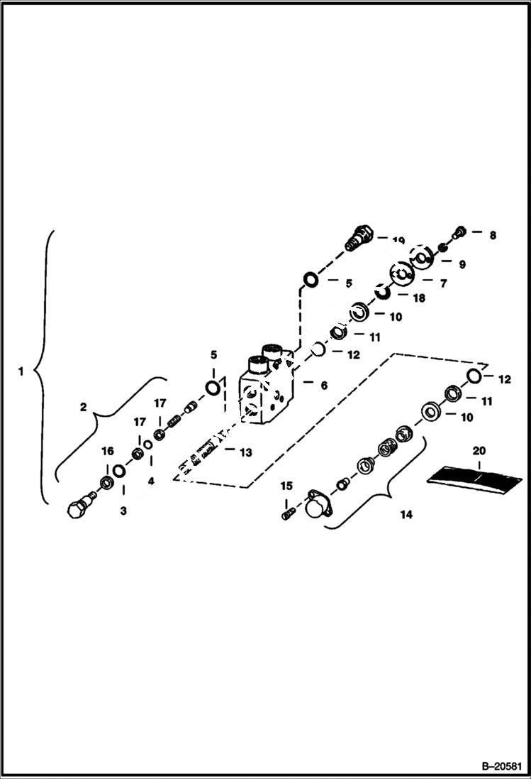 Схема запчастей Bobcat BACKHOE - BACKHOE (Bucket Section) (Gresen) (913 370001136 & Above) 913 BACKHOE