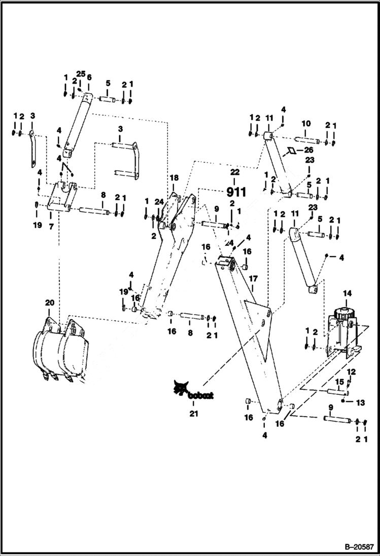 Схема запчастей Bobcat BACKHOE - BACKHOE (Boom & Dipperstick) (911B) 911B/914B BACKHOE