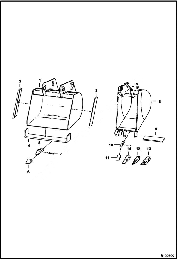 Схема запчастей Bobcat BACKHOE - BACKHOE (Buckets) (914B) 911B/914B BACKHOE