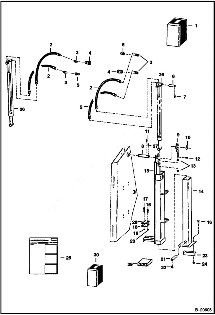 Схема запчастей Bobcat BACKHOE - BACKHOE (Rear Stabilizer) (Quick-Tach) (750 Series) (753G) REAR STABILIZERS