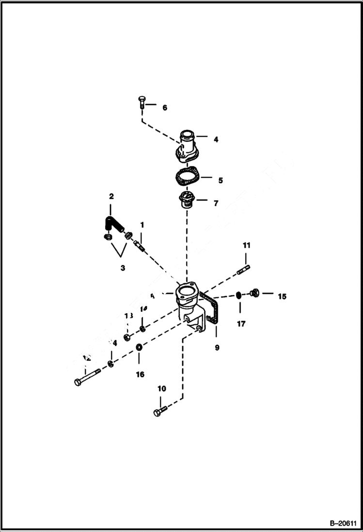 Схема запчастей Bobcat Articulated Loaders - WATER FLANGE & THERMOSTAT POWER UNIT