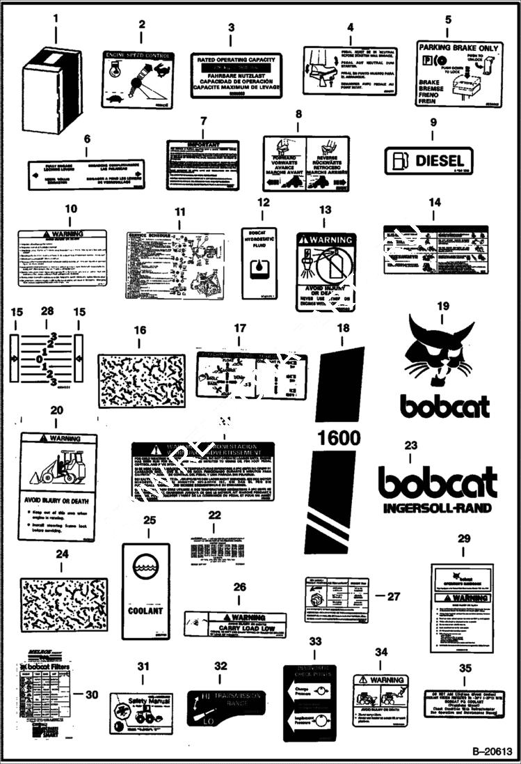 Схема запчастей Bobcat Articulated Loaders - DECALS ACCESSORIES & OPTIONS