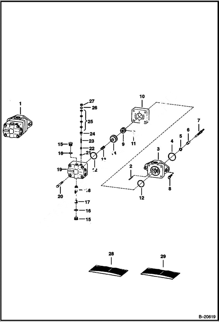 Схема запчастей Bobcat Articulated Loaders - VANE PUMP HYDROSTATIC SYSTEM