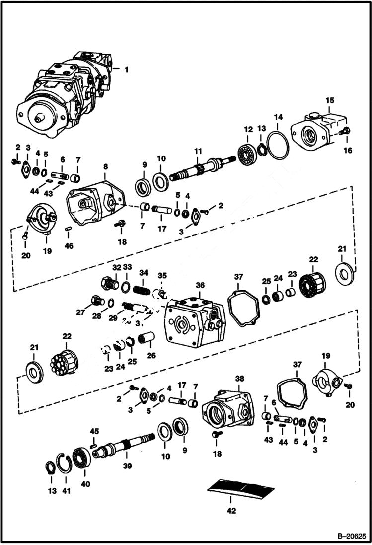 Схема запчастей Bobcat 600s - HYDROSTATIC PUMP HYDROSTATIC SYSTEM