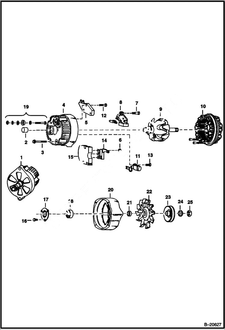 Схема запчастей Bobcat 600s - ALTERNATOR (Closed - Delco 1100092) ELECTRICAL SYSTEM