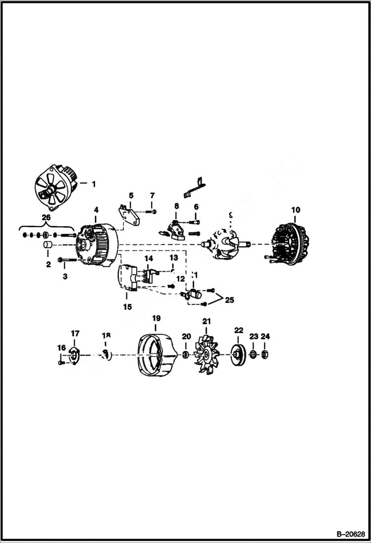 Схема запчастей Bobcat 600s - ALTERNATOR (Closed - Delco 1105063) ELECTRICAL SYSTEM