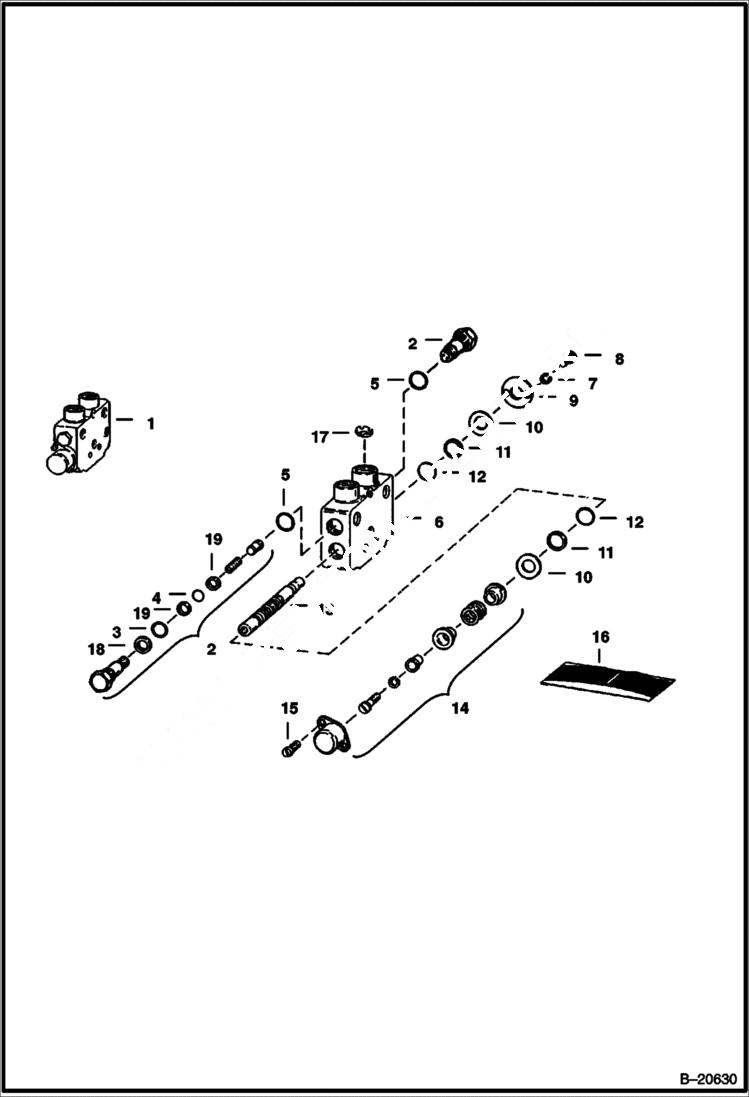 Схема запчастей Bobcat 600s - AUXILIARY, SECONDARY AUXILIARY & TILT CONTROL SECT HYDRAULIC SYSTEM