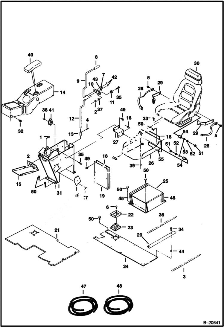 Схема запчастей Bobcat 331 - CONTROL CONSOLE, FLOORBOARDS AND SEAT CONTROLS