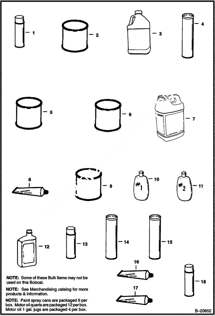 Схема запчастей Bobcat 600s - BULK ITEMS See Note ACCESSORIES & OPTIONS