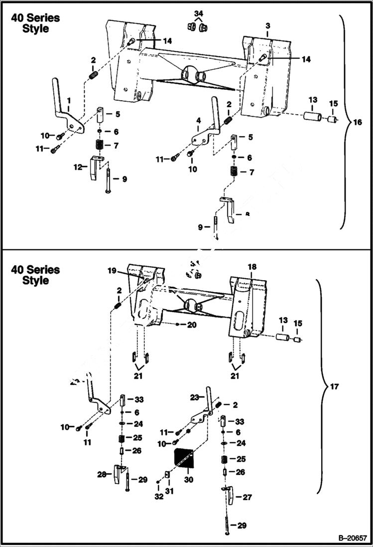 Схема запчастей Bobcat 600s - BOB-TACH (S/N 14001 & Above) MAIN FRAME