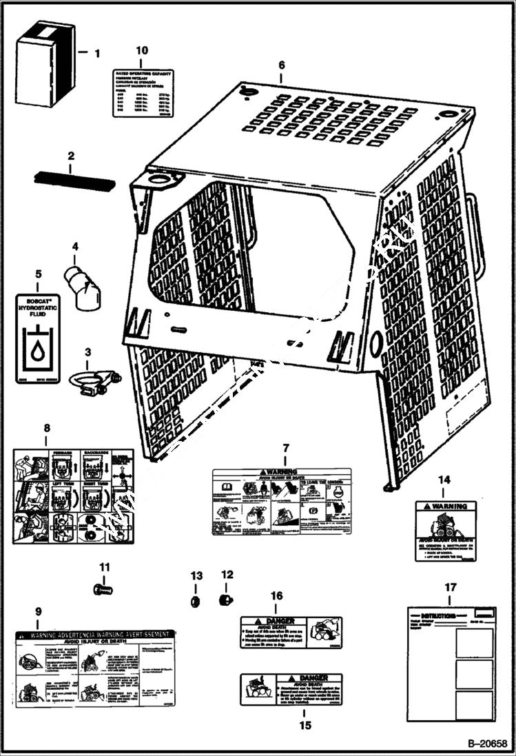 Схема запчастей Bobcat 600s - OPERATOR CAB MAIN FRAME