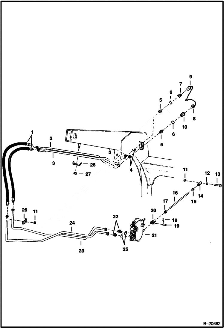 Схема запчастей Bobcat 600s - AUXILIARY HYDRAULICS (S/N 13001 & Above) HYDRAULIC SYSTEM