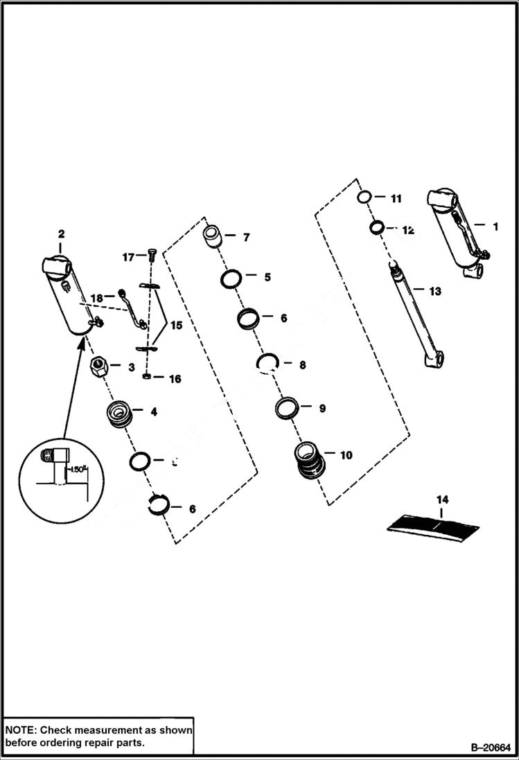 Схема запчастей Bobcat 600s - TILT CYLINDER (Bobcat) (S/N 4997 12001 & Above) & (S/N 5005 11001 & Above) HYDRAULIC SYSTEM