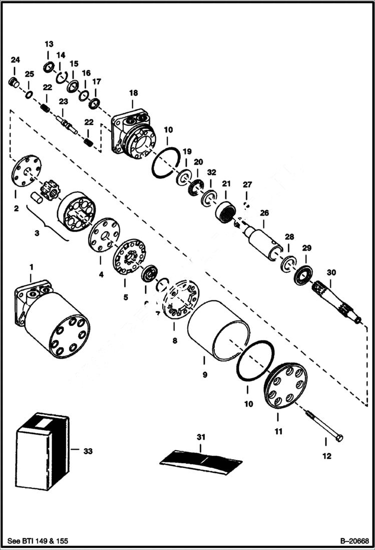 Схема запчастей Bobcat 600s - HYDROSTATIC MOTOR (MAE 24027) HYDROSTATIC SYSTEM