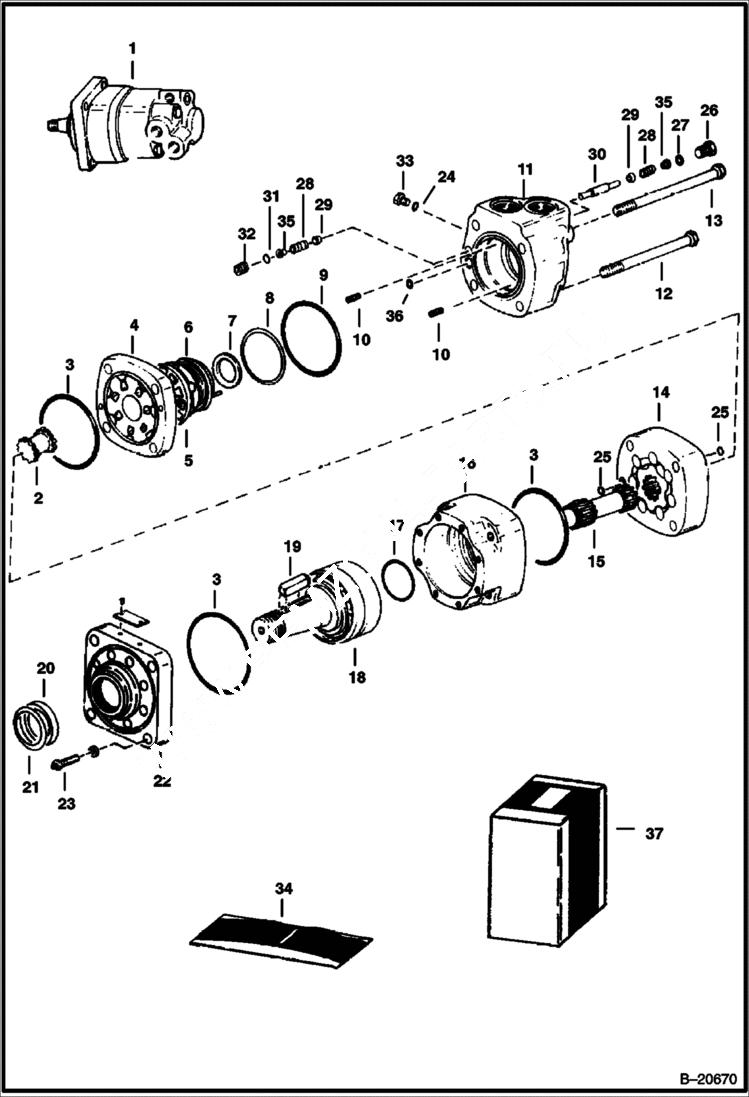 Схема запчастей Bobcat 600s - HYDROSTATIC MOTOR (Model 109-1052-004 & 109-1052-005) HYDROSTATIC SYSTEM