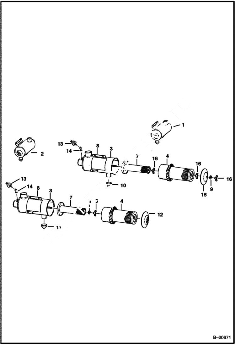 Схема запчастей Bobcat 800s - AIR CLEANER POWER UNIT