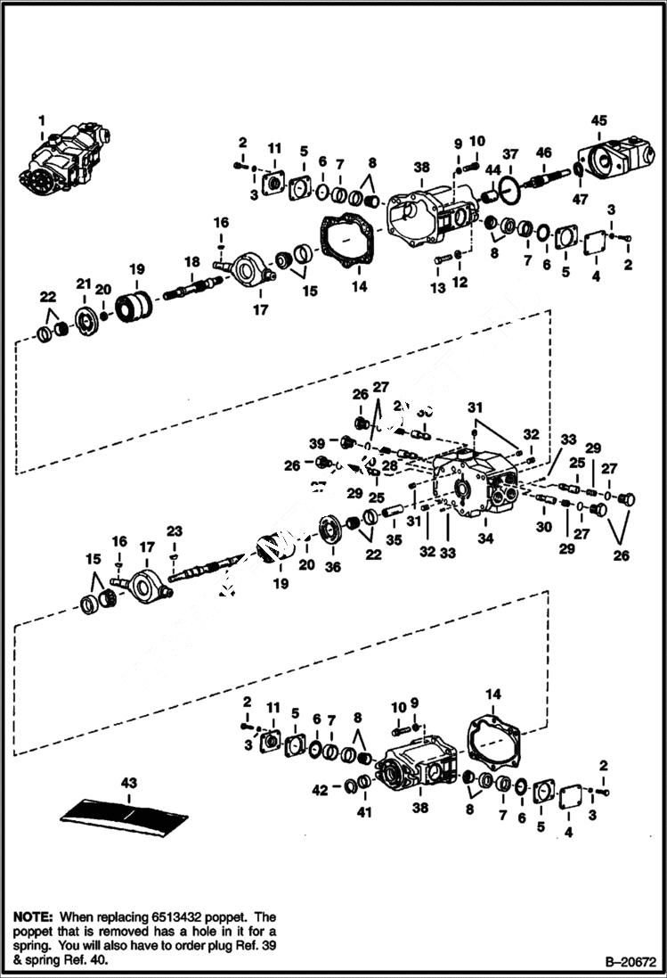 Схема запчастей Bobcat 600s - HYDROSTATIC PUMP HYDROSTATIC SYSTEM