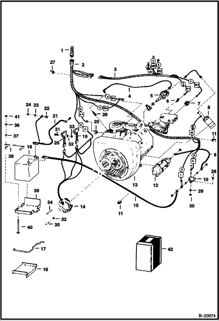 Схема запчастей Bobcat 600s - ENGINE ELECTRICAL SYSTEM (S/N 14999 & Below) ELECTRICAL SYSTEM